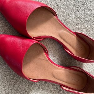 D’Orsay flats in red leather